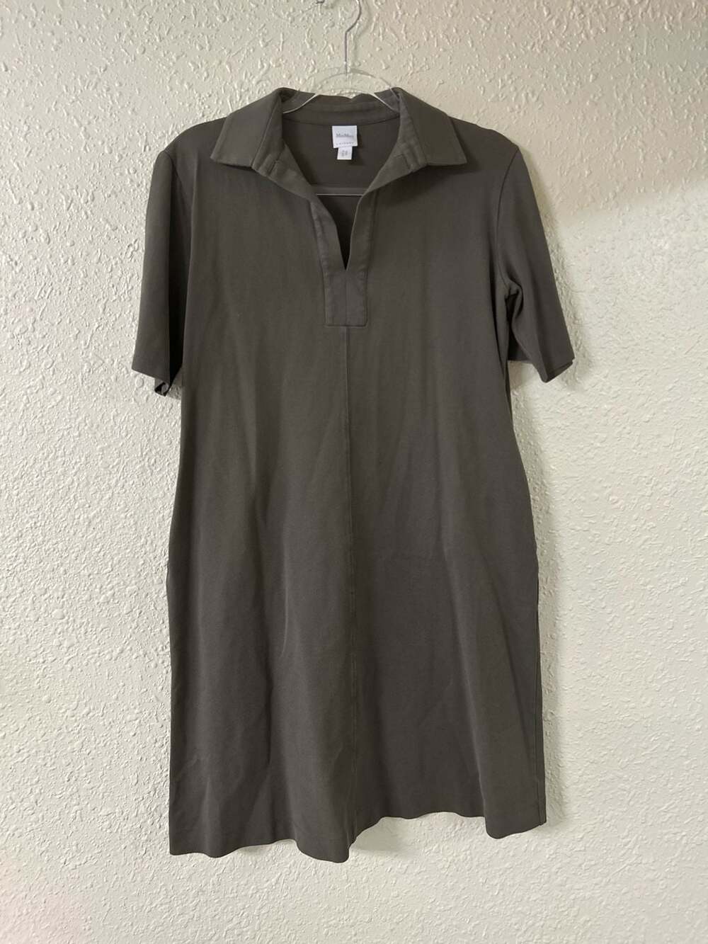 MaxMara Leisure Enfasi Cotton Jersey Polo Dress Khaki Green
